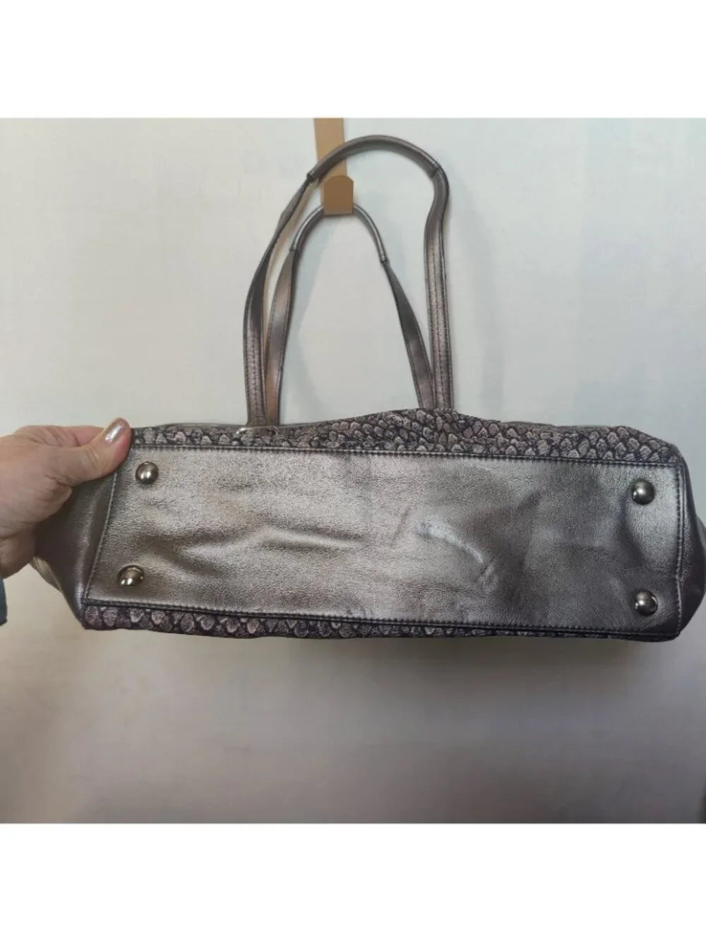 $398 Coach Snake print tote handbag gunmetal Light Weight CARRYALL Taylor